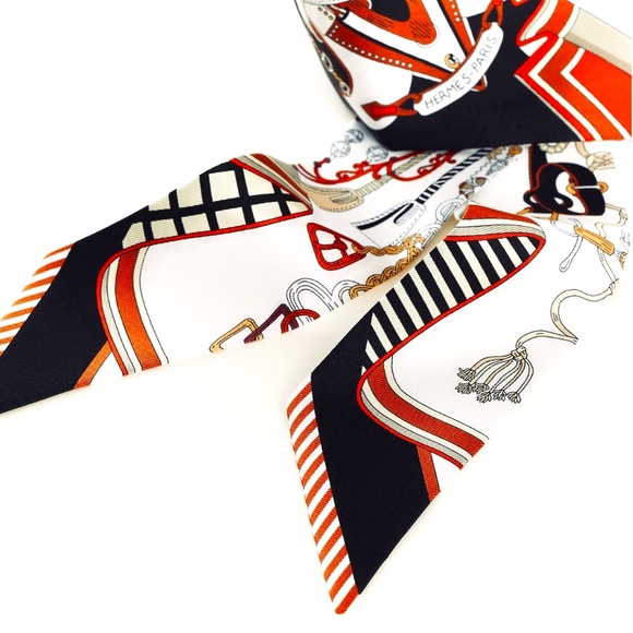 HERMES Bouquets Sellier Silk Ribbon Twilly Scarf NWT - Picture 7 of 15